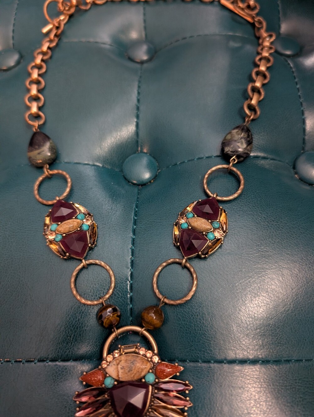 Chloe + Isabel Burgundy and Turquoise Statement Necklace